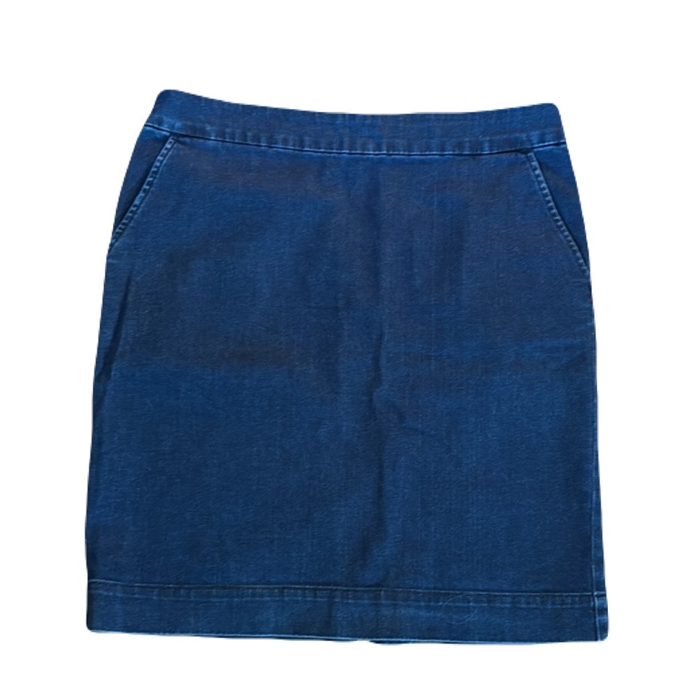 L.L. Bean Jean denim skirt 2 cotton Sz 12 front pockets